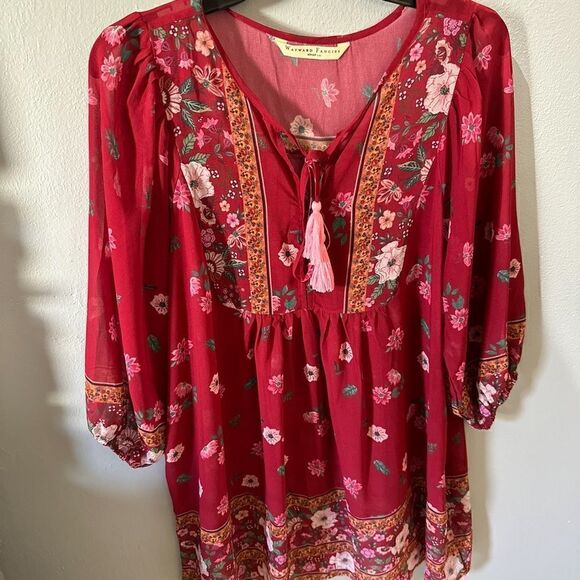 Wayward Fancies Boho Tassel Front Multicolor Dress Size Large - Picture 6 of 12